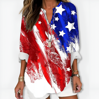 Annette™ | Chic V-Neck and Long Sleeves