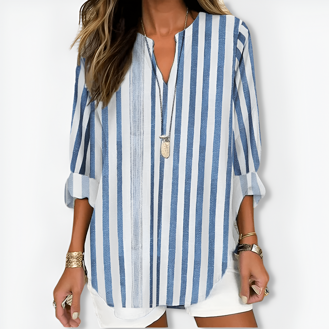 Annette™ | Chic V-Neck and Long Sleeves