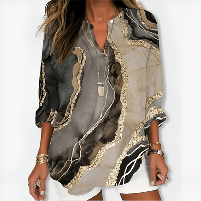 Annette™ | Chic V-Neck and Long Sleeves