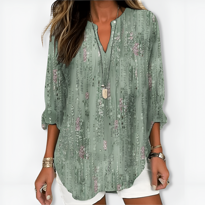 Annette™ | Chic V-Neck and Long Sleeves