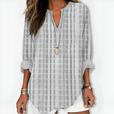 Annette™ | Chic V-Neck and Long Sleeves