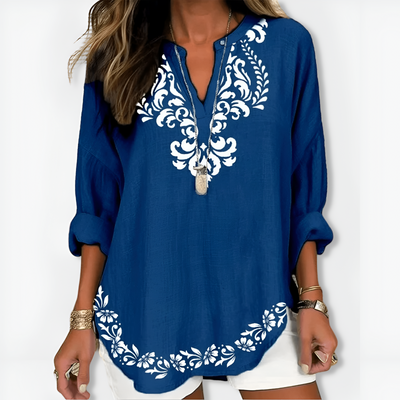 Annette™ | Chic V-Neck and Long Sleeves