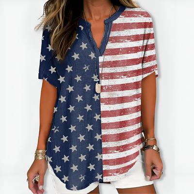 Annette™ | Chic V-Neck and Long Sleeves